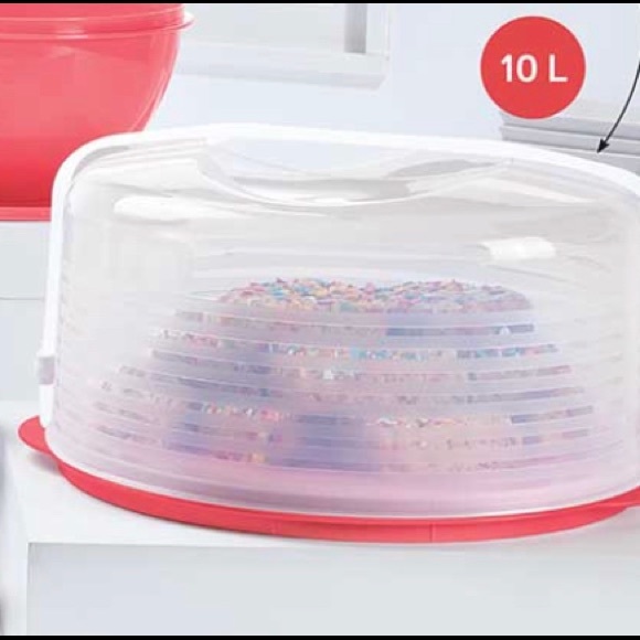 Tupperware 10" Round Cake Taker Guava & Carrier - Picture 12 of 16